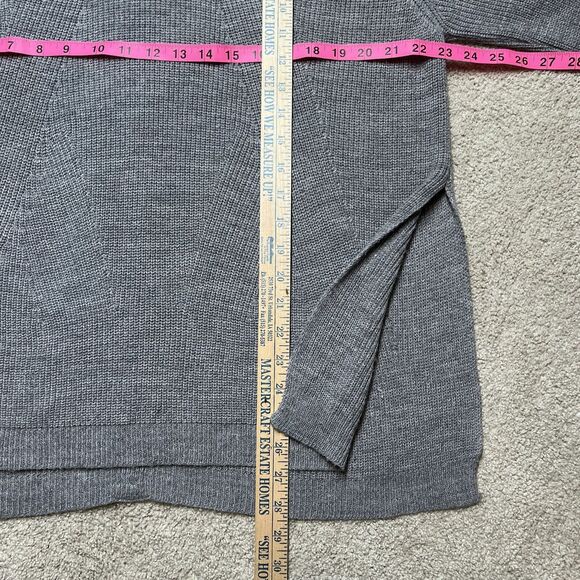 MER SEA Womens Travel Sweater One Size Pullover Crewneck Button Back Gray Preppy - Picture 9 of 10